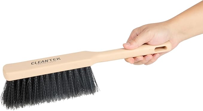 Restaurantware-Clean Tek Professional 13.78 Inch Counter Brush, 1 Heavy-Duty Hand Broom Brush - Flagged Bristles, Ergonomic Handle, Beige Plastic Cleaning Scrub, for Sweeping, Dusting, Woodworking