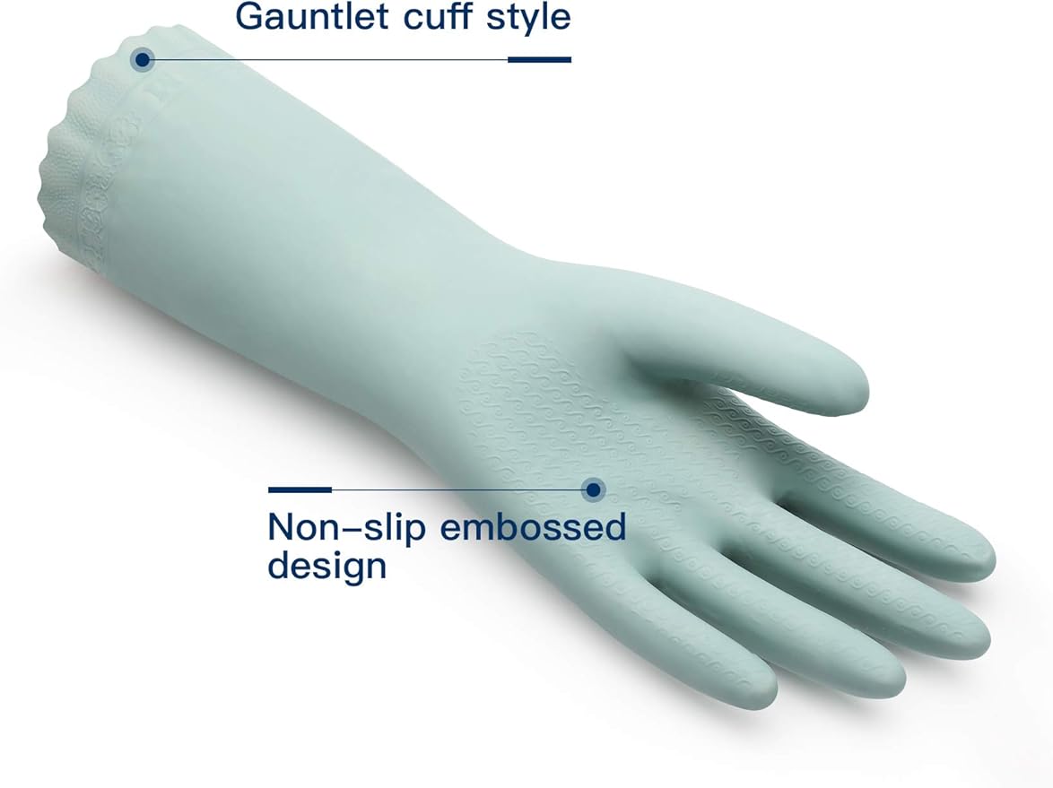 LANON Skin-Friendly Cleaning Gloves, Dishwashing Kitchen Gloves, Reusable, Non-Slip, Large