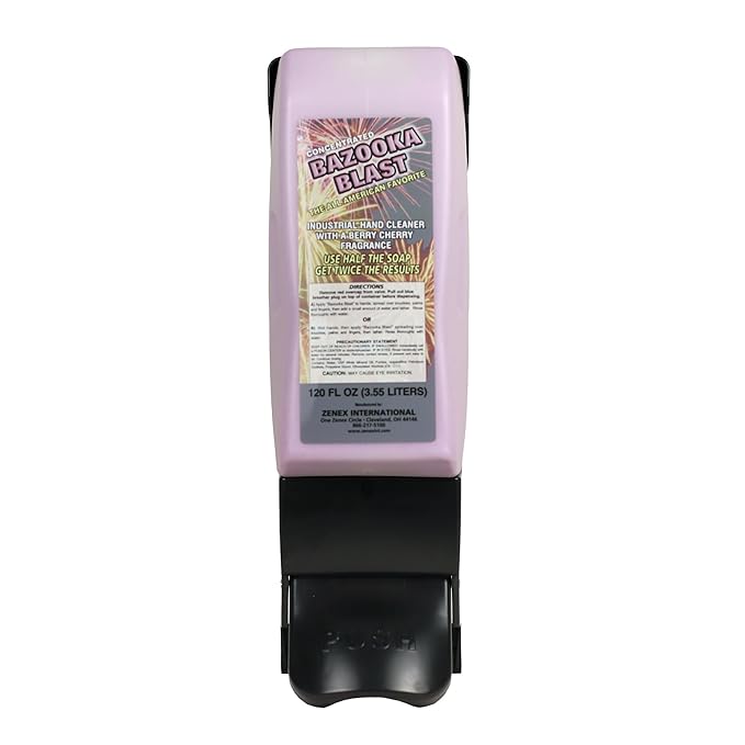 Zenex Bazooka Blast Hand Soap - Industrial Hand Cleaner | Heavy-Duty Shop Soap | Pumice-Powered Grease & Grime Remover | Berry Cherry Scent | Moisturizing | 3.55 L (1 Count)