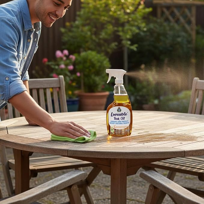 EcoDecors 24 pz. Teak Oil Protective Teak Sealer Wood Oil Indoor/Outdoor and Teak Cleaner Protective Teak Wood Restorer Eco Household Wood Furniture Cleaner Spray Bottle