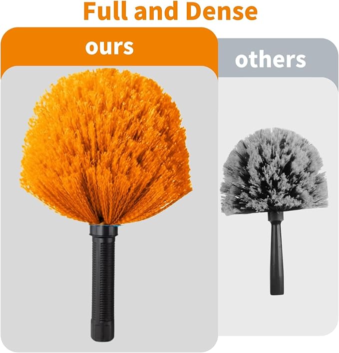 3 Pack Screw on Webster Cobweb Duster Head for Pole,Spider Web Remover Brush, Cobweb Duster Head Attachment,Fits Standard 3/4 inch Threaded Poles (3, Orange)