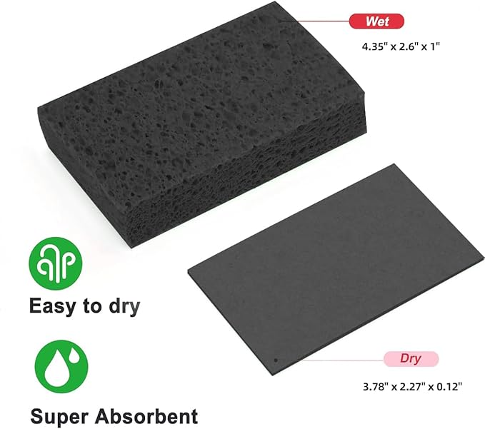 12 - Pack Non-Scratch Scrub Sponges - Sponges for Dishes and Washing Dishes, Cleaning Sponges for Kitchen Home Bathroom Cars, Funny Cut-Outs DIY for Kids (Black)