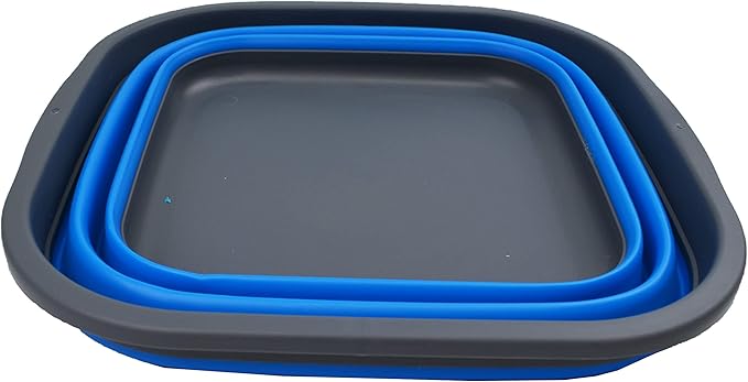 SAMMART 5.5L (1.4 Gallons) Collapsible Tub - Foldable Dish Tub - Portable Washing Basin - Space Saving Plastic Washtub (Grey/Blue, 1)