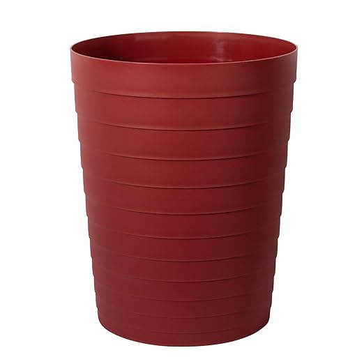 UUJOLY Small Bathroom Trash Can Wastebasket, Plastic Garbage Bin Container Basket for Bathrooms, Laundry Room, Kitchens, Offices, Kids Rooms, Dorms, Red, 1.8 Gallon
