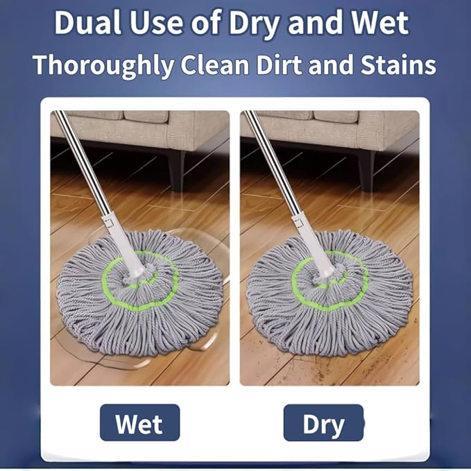 Microfiber Mops for Floor Cleaning, Long Handle Self Wringing Mop, Twist Mop for Tile, Hardwood Floor, Tile, Kitchen, Home, Office