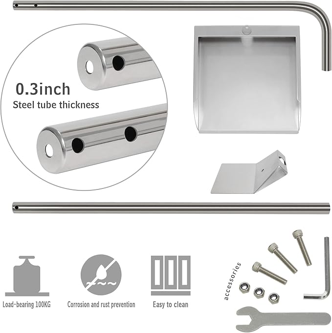 Stainless Steel Dustpan and Spade Poop Scoop Set,Extremely Durable Upright Standing Garbage Shovel for Pet Waste Cleanup,33.4 ‘’ Dust pan for Indoor Outdoor Cleaning Easy Wash
