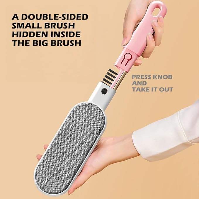 Multi-Function Travel Size Lint Brush for Clothes - Efficient Lint Remover & Pet Hair Collector for Dogs & Cats (Pink)