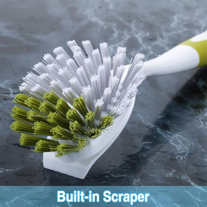 Dish Brush, Dish Scrubber & Kitchen Scrub Brush for Dishes, Pots, Pans, Sink, Cast Iron, Yellow-Green 3 Pack