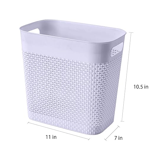 UUJOLY Plastic Small Trash Can Wastebasket, Garbage Container Basket for Bathrooms, Laundry Room, Kitchens, Offices, Kids Rooms, Dorms, (Grey, 2 Pack/3 gallons)