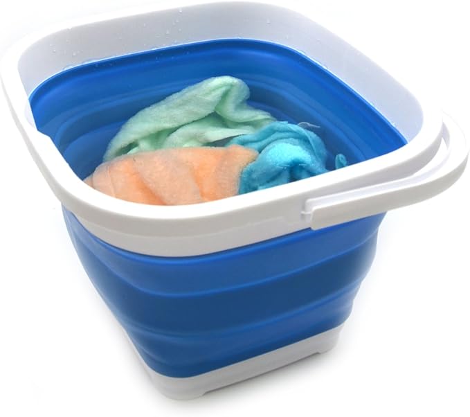 SAMMART Set of 2-10L (2.6 Gallon) Collapsible Rectangular Handy Bucket (2, Blue)