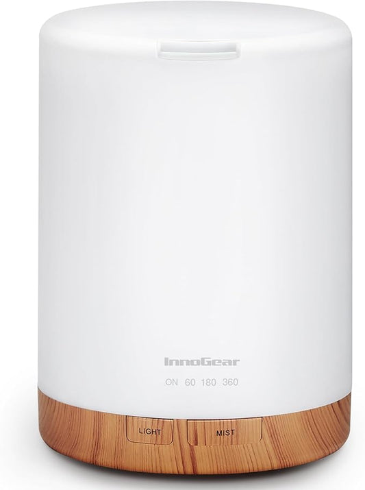 InnoGear 300ML Essential Oil Diffuser, Premium 5-in-1 Ultrasonic Aromatherapy Diffusers Scent Humidifier Aroma Diffuser Vaporizer Auto-Off Timer for Room Office Home, Yellow, Medium