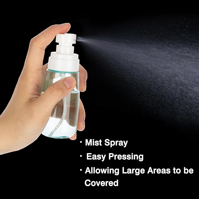 6 Pack 3.4oz/100ml Small Spray Bottle, Empty Plastic Mini Spray Bottles, Fine Mist Travel Spray Bottle for Hair and Face, with 9pcs Labels