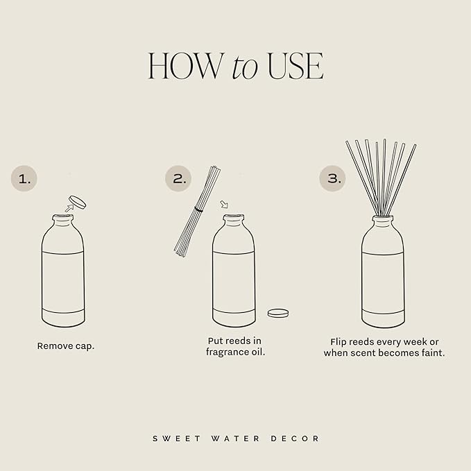 Sweet Water Decor Sandalwood Rose Reed Diffuser Set - Rose, Wood, Amber, Vanilla, & Musk Scented Diffusers - Scent Diffusers for Home, Long Lasting Fragrance, Made in The USA