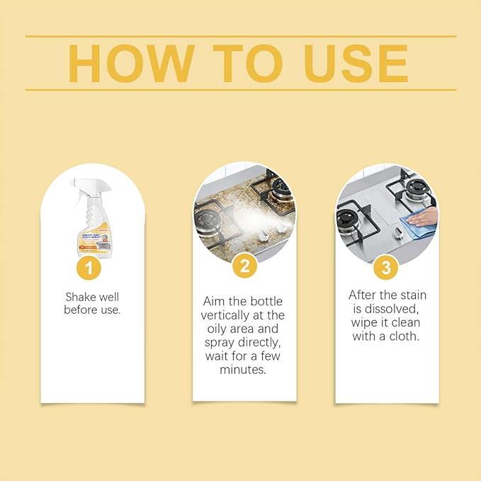 Multifunctional Powerful Kitchen Foam Cleaner, 2025 New All Purpose Oil Stain Cleaning Spray, Powerful Degreasing, Gentle Formula, Perfect Forovens, Grills And Microwaves (1)
