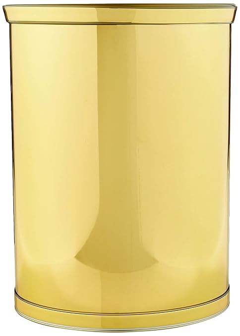 Kraftware Polished Brass Colored Mylar Designer 14” Oval Wastebasket for Home & Office