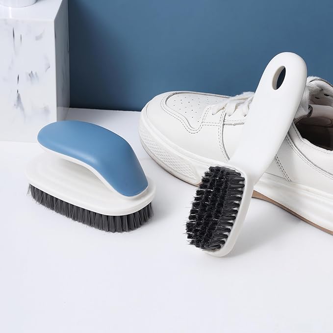 Laundry Scrub Brush 2 Pack Soft Bristle Brush Shoe Cleaning Brush for Stains Clothes Scrubbing Brush Household Cleaning Tool for Bathroom Countertop Bathtubs (Yellow)