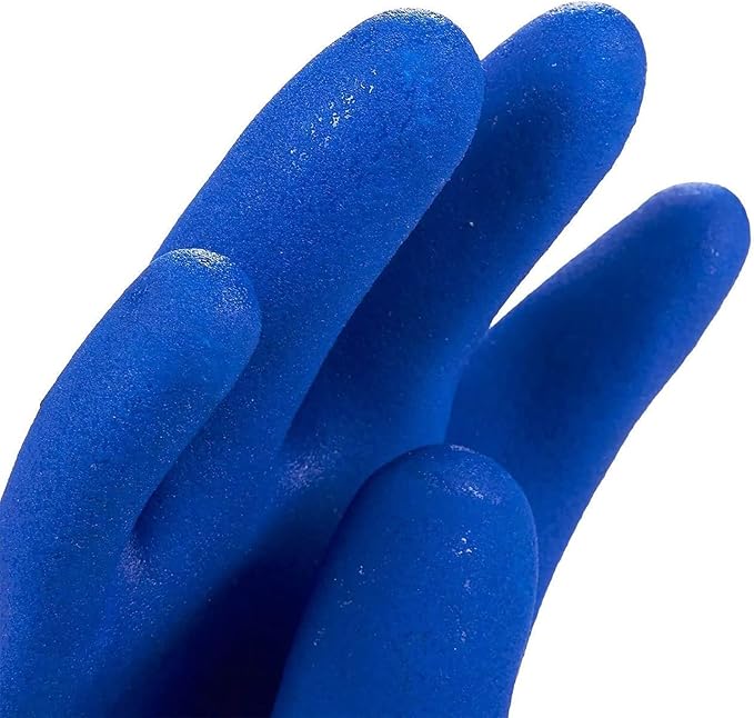 2 Pairs Rubber Household Cleaning Gloves for Kitchen Dishwashing, Cotton Lined (Blue)