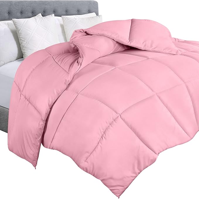 Utopia Bedding Comforter Duvet Insert, Quilted Comforter with Corner Tabs, Box Stitched Down Alternative Comforters Twin Size (Pink)