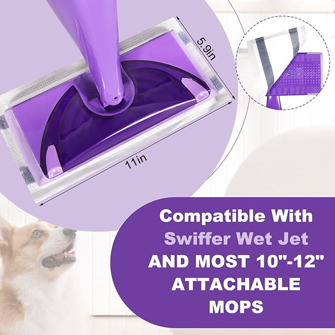 Disposable Mop Pad Refill for Swiffer Wet Jet Spray Mop, Wet Jet Pads for Multi-Surface Floor Cleaning, Multi-Layer Thickening and Super Absorbent, 20 Count