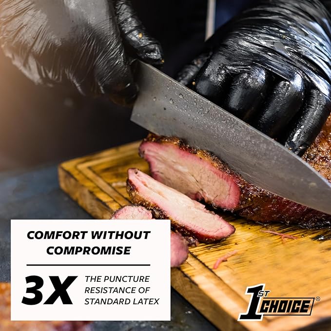1st Choice Black Nitrile Gloves Disposable Latex-Free 5 Mil Textured for Cooking, Cleaning, Food Prep, Medium, Case of 1000