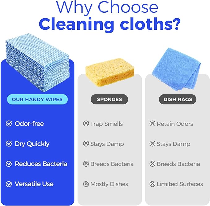 Reusable Cleaning Towels Handi Wipes Reusable Cloths Disposabel Dish Cloths Dish Towels Dry Handy Wipes Big Durable Absoebent 40 Count, Green