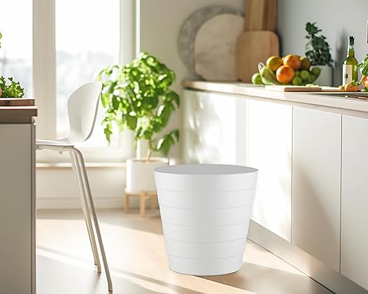 Small Trash Can (2.1 Gallons), Dorm Trash Can, Heavy Duty Dust Bin, Mini Garbage Can for Bedroom (Pack Of 3), Plastic Wastebasket, Bathroom Wastebasket (White) Round paper Trashcan, Office Trash bin