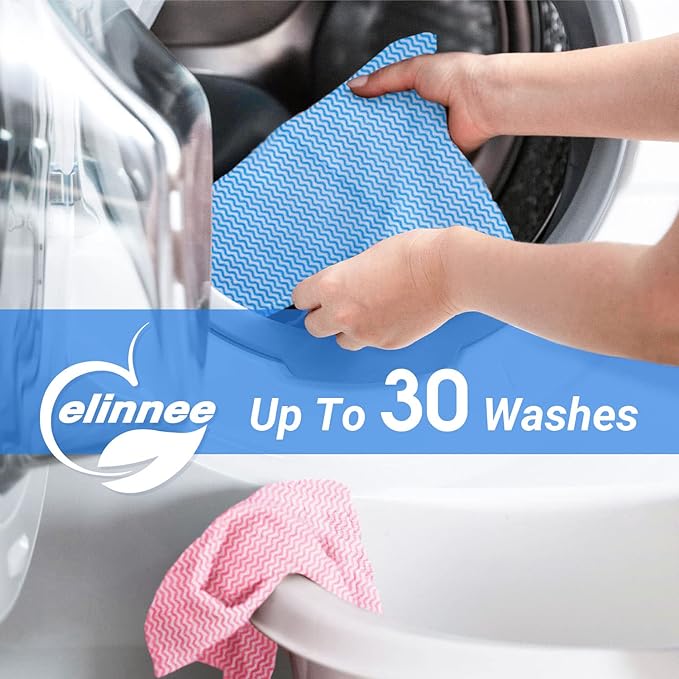 Reusable Cleaning Cloths Dish Paper Towels, Domestic Cleaning Towels, Multipurpose Quick-Dry Rag Dish Cloths Heavy Duty Handy Wipes for Kitchen 25 Count 14.2"X15.7", Blue