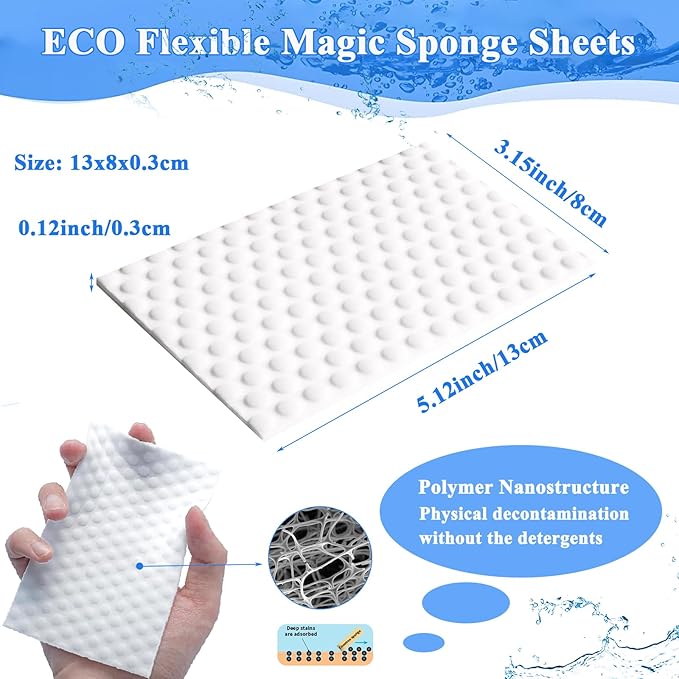 Magic Sponge Eraser Sheets, 96Pcs All-Purpose White Melamine Sponge Cleaner Convex Point Sheet, Thin Disposable Magic Cleaning Pads Wipes for Furniture Kitchenware, Hard-to-Reach Places, Shoe