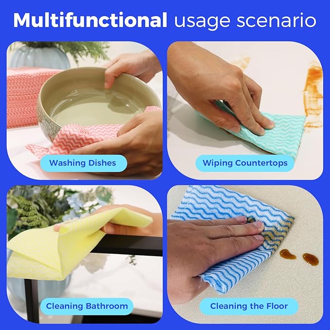Reusable Cleaning Towels Handi Wipes Reusable Cloths Disposabel Dish Cloths Dish Towels Dry Handy Wipes Big Durable Absoebent 40 Count, Green