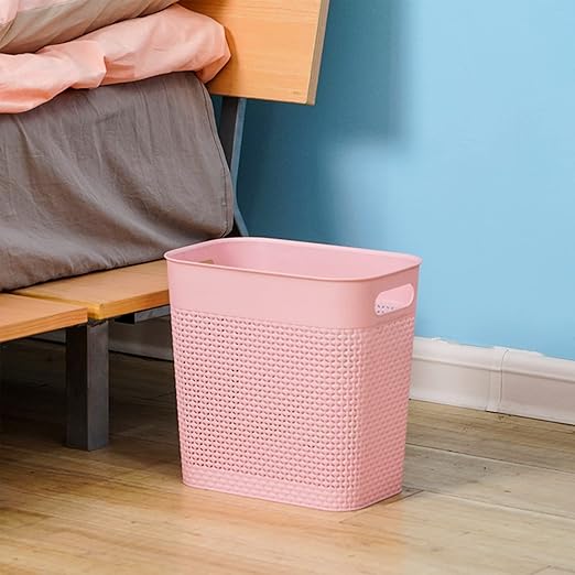 UUJOLY Plastic Small Trash Can Wastebasket, Garbage Container Basket for Bathrooms, Laundry Room, Kitchens, Offices, Kids Rooms, Dorms, (Pink, 2 Pack/3 gallons)