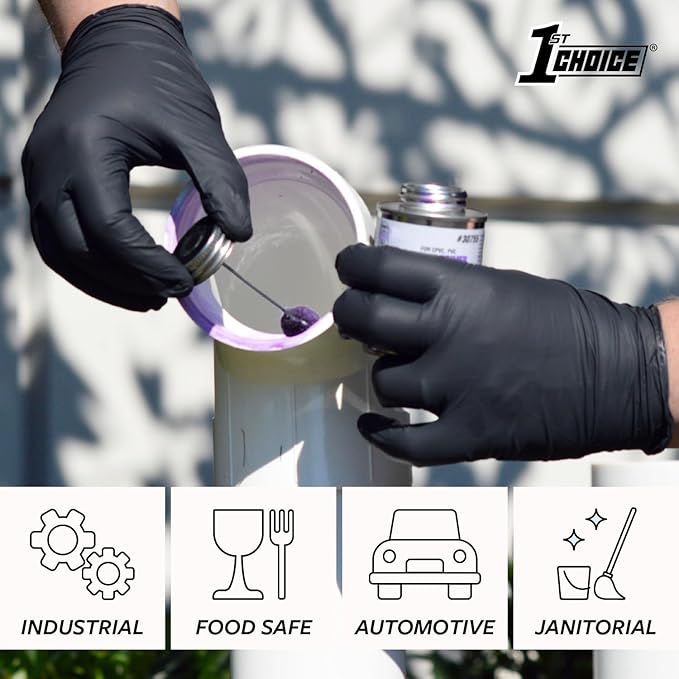 1st Choice Black Nitrile Gloves Disposable Latex-Free 5 Mil Textured for Cooking, Cleaning, Food Prep, Medium, Case of 1000