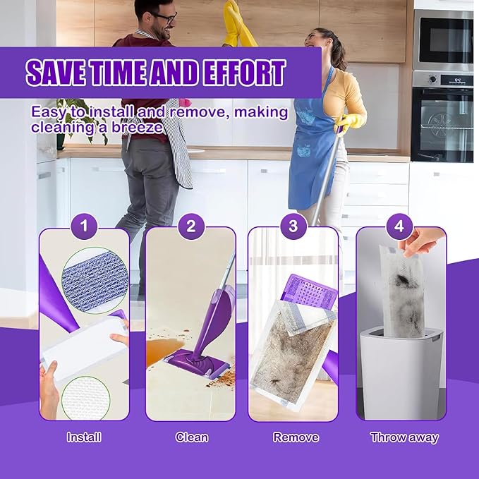 20 Count Disposable Mop Pads Refills for Wet Jet Spray Mops, Wet Jet Mopping Pads for All Purpose Multi Surface Hardwood Floor Cleaning, 4 Layers Thickened and Super Absorbent.