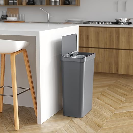iTouchless Prime 13.2 Gallon Sensor Kitchen Trash Can with Lid, Durable Dent-Proof, Slim and Space-Saving, Automatic Trashcan Wastebasket for Home, Office, Business, Garage, Living Room, Gray Plastic