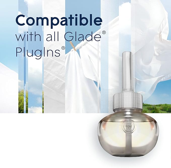 Glade PlugIns Refills Air Freshener, Scented and Essential Oils for Home and Bathroom, Clean Linen, 3.35 Fl Oz, 5 Count