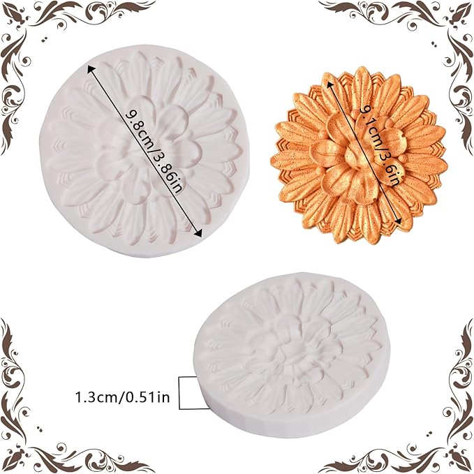 Baroque Cake Decoration Silicone Mold 1 Pcs, European Relief Chocolate Fondant Mold, Food Grade Material Can Be Reused, for Cookies, Candies, Sugar Crafts, Flower Paste, UV Resin, Cclay Crafts