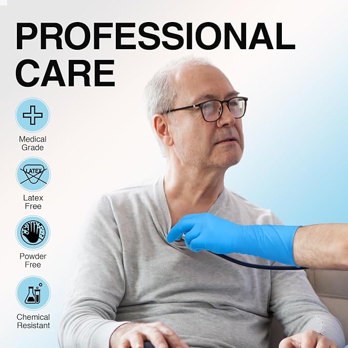 Schneider Nitrile Exam Gloves, Extended 12 Inches Cuff, X-Large, 50-ct Box, 4 mil, Gloves Disposable Latex Free, Powder Free for Medical, Food Prep, Cleaning, Cooking, Blue