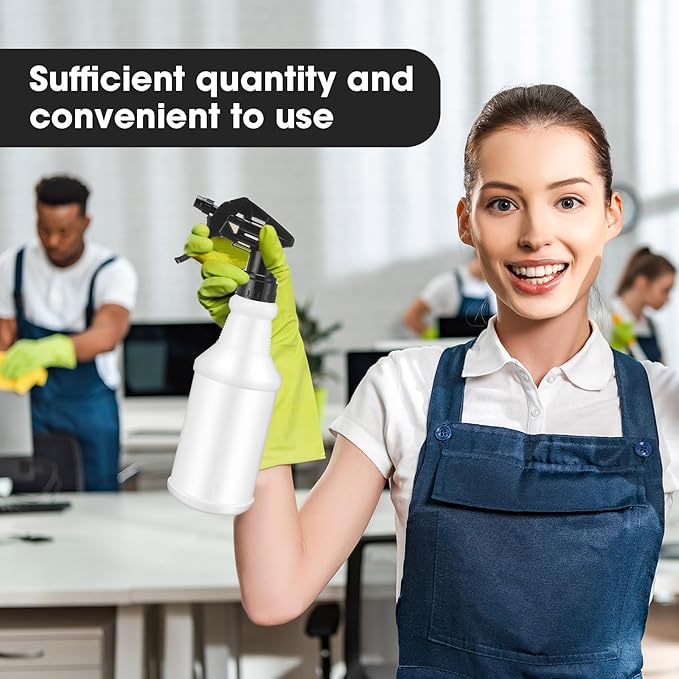 Eccliy 20 Pack 16 Oz Empty Spray Bottles for Cleaning, Leak Proof Spray Bottles with Measurements and Adjustable Nozzle for Cleaning Commercial Supplies(Cylinder,Black)