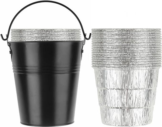 15-Pack Liners & Replacement Traeger HDW152 Drip Grease Bucket for Traeger 20/22/34, Pit Boss, etc Pellets Smoke (Black 15)