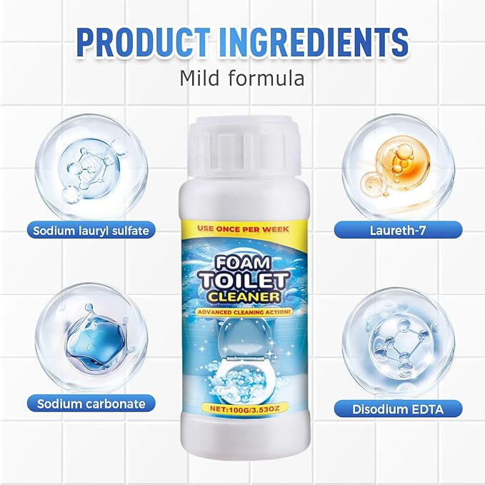 Foam Toilet Cleaner, 2025 New Toilet Bowl Cleaner, Advanced Bathroom Cleaner for Home, Non-Toxic Toilets Cleaning Powder with Families (1)