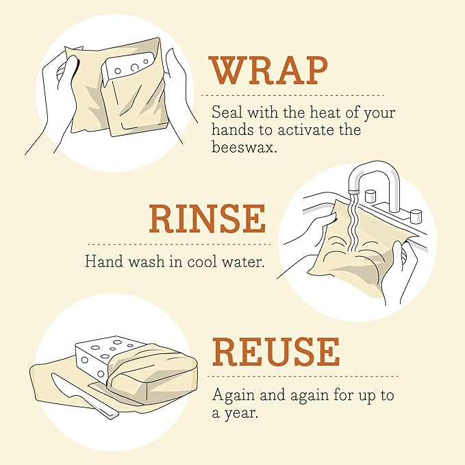 Bee's Wrap Vegan Beeswax Wraps for Food - 2 Meadow Magic Produce Bags - Made in USA Reusable & Organic Food Wraps & Reusable Produce Bags - Eco-Friendly Alternative to Aluminum Foil & Plastic Wrap