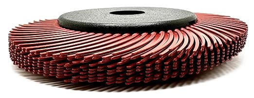 Radial Bristle Brush, 6 in x 1/2 in x 1 in 220 Grit (Red) with Adapter, Type C Curved Bristle (Pack of 1)