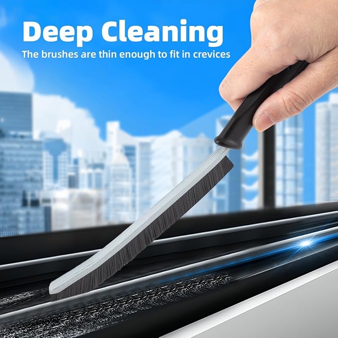 Hard Bristle Crevice Cleaning Brush-Thin Gap Scrub Brush, Small Cleaning Brush, Grout Brush, Kitchen Brush, Cleaning Tools for Toilet, Bathroom, Sink, Home, Household, Window (3, Pink)