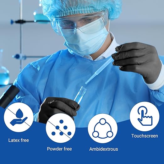 JMU Black Nitrile Exam Gloves Small Bulk 2000 Count, 3.5Mil Disposable Gloves, Latex Free, Powder Free