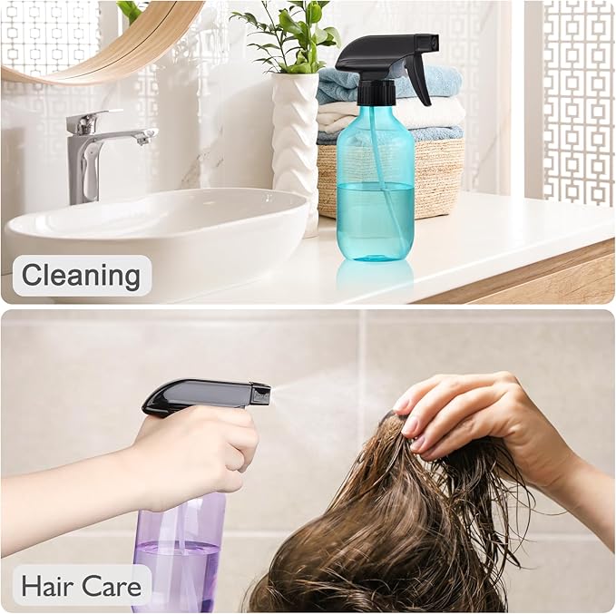 Empty Spray Bottles,10 oz Refillable Water Spray Bottle Adjustable Nozzle Mist/Stream Squirt Bottle for Hair Styling Watering Plants Cleaning Products