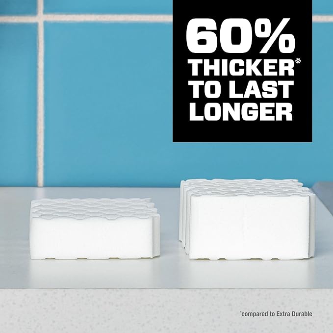 Mr. Clean Magic Eraser Ultra Thick Multi Purpose Cleaner, Bathroom Cleaning Supplies, Magic Eraser Sponge Multi Surface Cleaner, 5ct