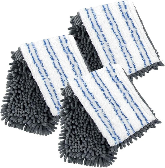 Masthome 3 Pack Microfiber Flip Mop Refills, Dua-Action Microfiber Mop Replacement Pads, Compatible with ASIN B076HPLH1T, Dry & Wet Use, Machine Washable, Double Sided Mop Pads for Floor Cleaning