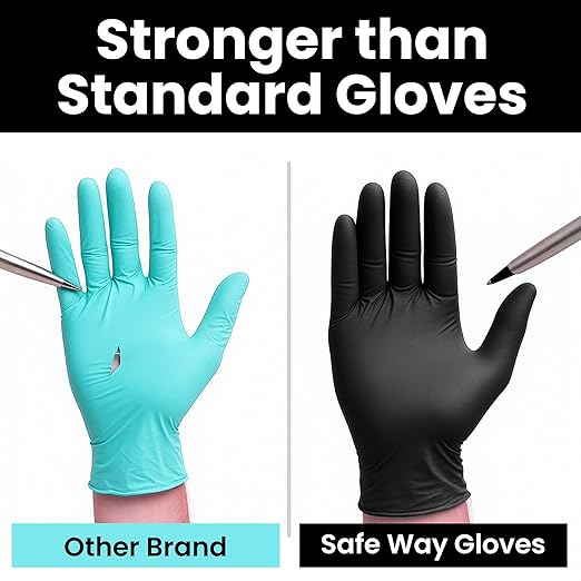 Nitrile-Vinyl Blended Disposable Gloves, Powder-Free & Non-Latex Gloves, 1000, Protective Gloves for Medical Exams, Cooking & Household Cleaning, 4 Mil Thick Non-Sterile Secure Grip Black, X-Large