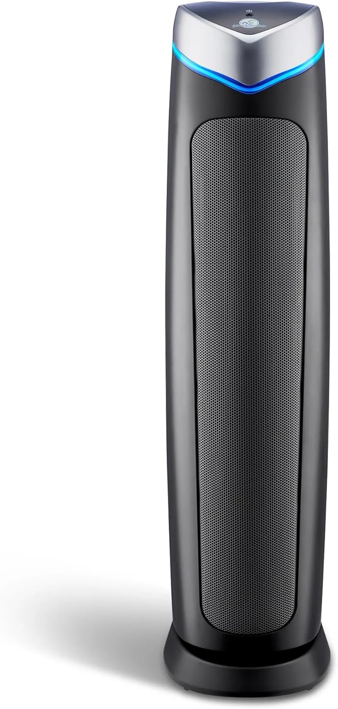 GermGuardian 5-In-1 HEPA Air Purifier for Home, Large Rooms Up To 915 Sq. Ft. with HEPA Pet Air Filter, UV-C Light & Odor Reduction, AC5250PT, 28" Tower, Gray