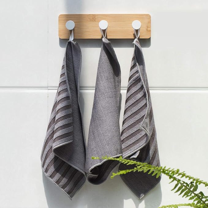 ZHIDIAN Stainless Steel Microfiber Cloth Double-Sided Cleaner Rag, Non-Scratch Scrub Cleaning Polishing Towel for Appliances, Kitchen Reusable Fridge Wipes, Gray Stripe, 8Pack, 12x12Inch
