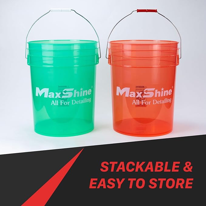 Maxshine 5gal Universal Detailing Bucket – Car Wash Bucket for Scratch-Free Washing, Garage Storage & Detailing Tools – Holds Soap, Foam Cannon, Microfiber Towels & More